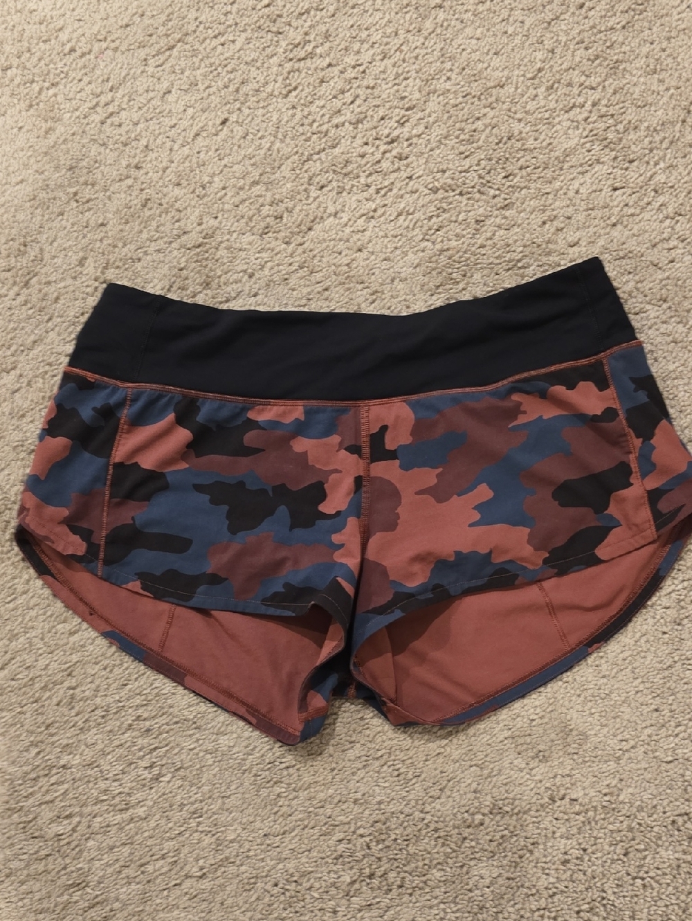 lululemon athletica Rust, Blue & Black Camo Running Shorts
